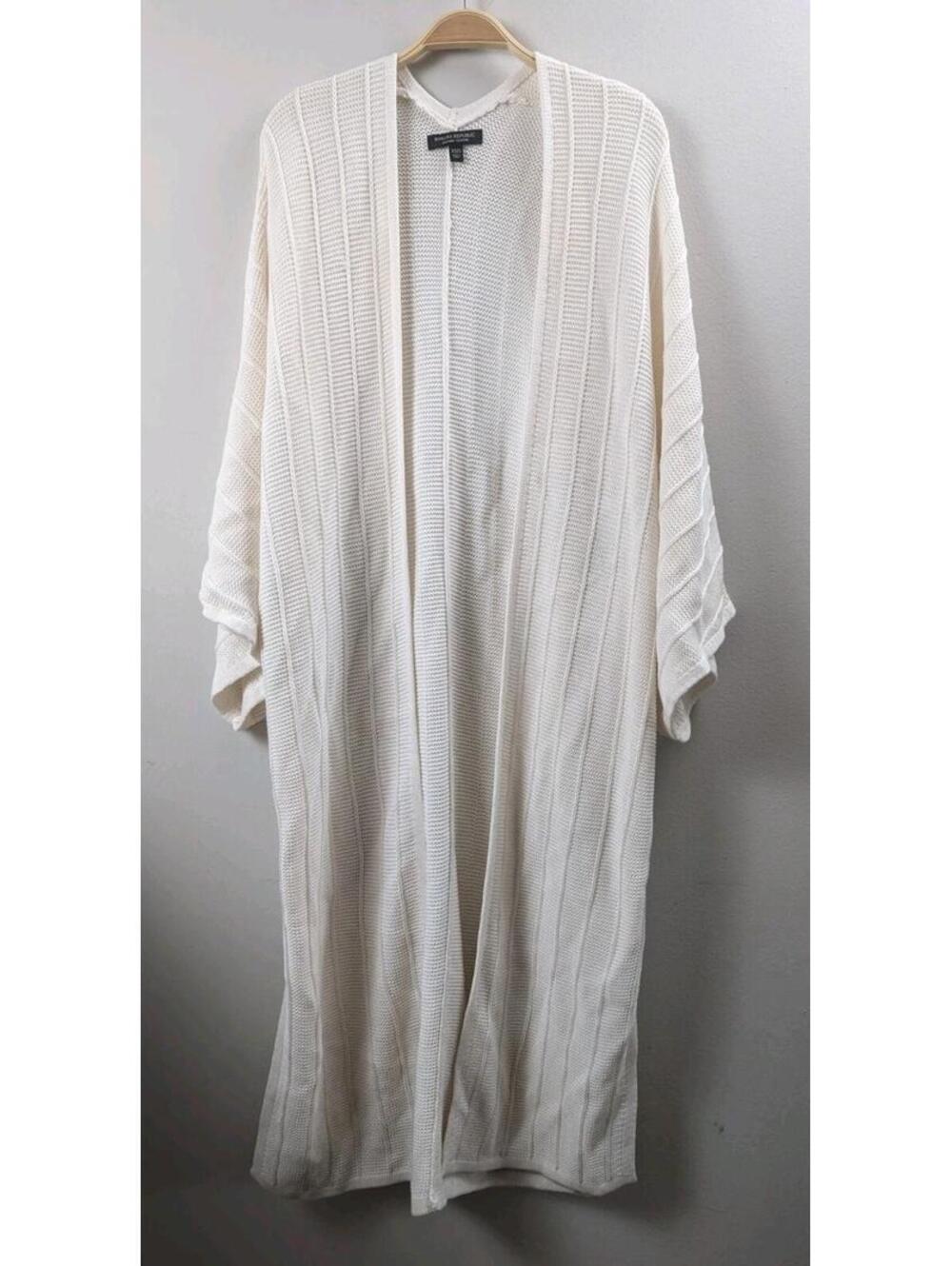 Banana Republic Organic Cotton Cream Knit Kimono Sleeve Duster Cardigan XS / S